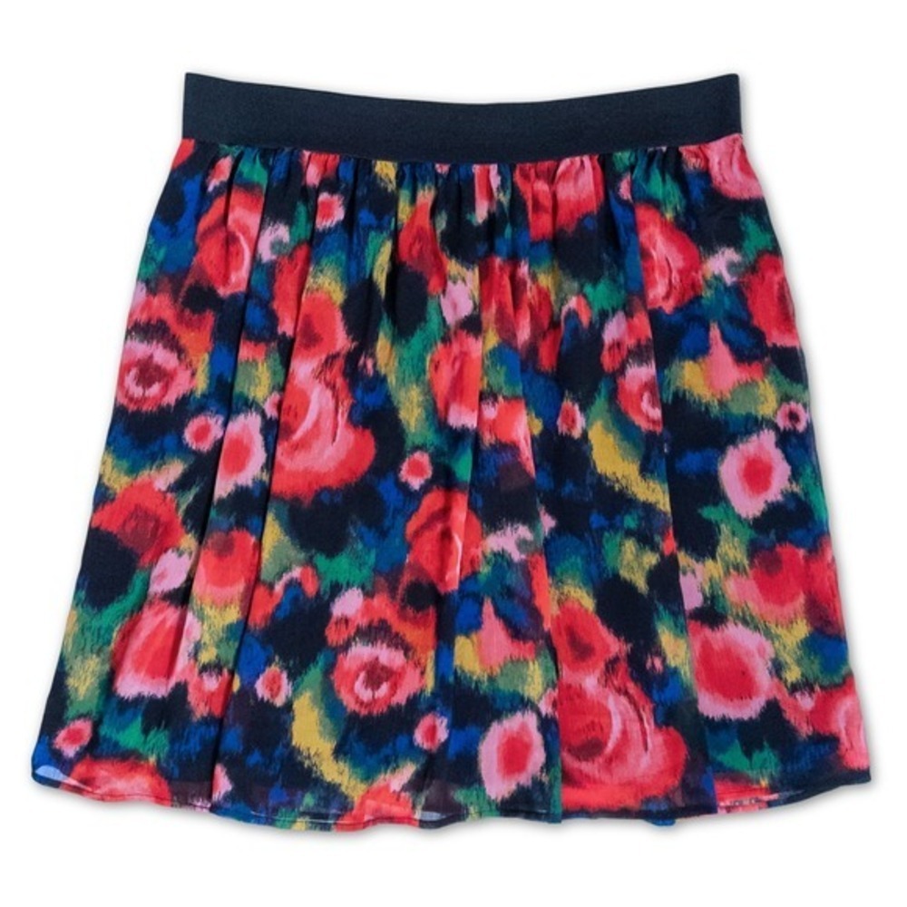 NY Collection Mini Skirt Womens XL Colorful Floral Elastic Waist‎ Whimsygoth